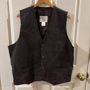 Cripple Creek Men's 100% Genuine Leather Brown Snap Vest ~ Large